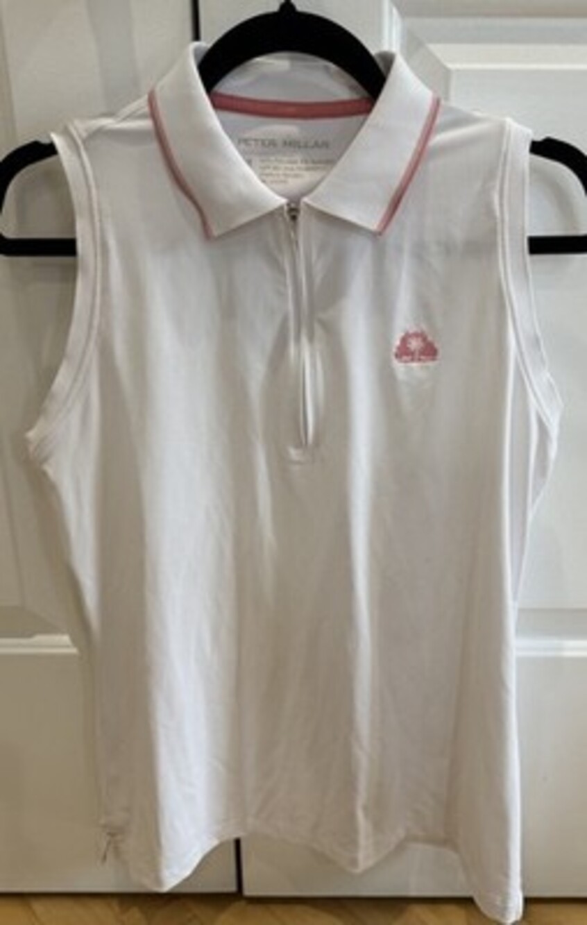 Peter Millar Women's Quarter Zip Golf White with UPF Sun Protection Size Medium